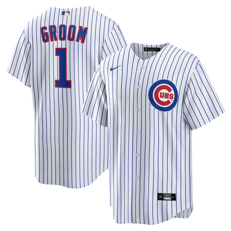 Men's Chicago Cubs Nike White #1 Groom Home Replica Jersey - Puhuasuan
