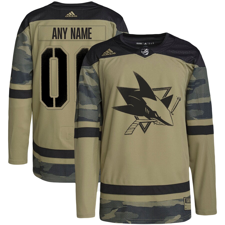 Men's San Jose Sharks adidas Camo Military Appreciation Team Authentic Custom Practice Jersey - Puhuasuan