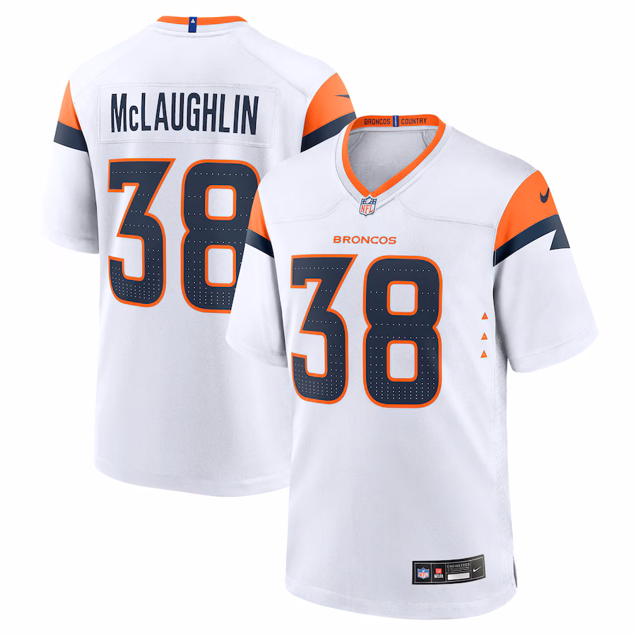 Men's Denver Broncos Jaleel McLaughlin Nike White Game Jersey - Puhuasuan