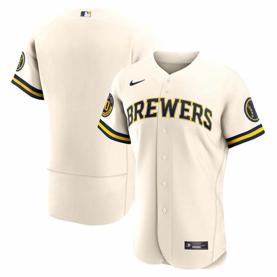 Men's Milwaukee Brewers Nike Cream Home Authentic Team Jersey - Puhuasuan