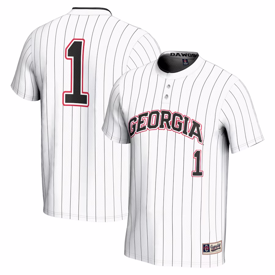 #1 Georgia Bulldogs GameDay Greats Unisex Lightweight Softball Jersey - White - Puhuasuan