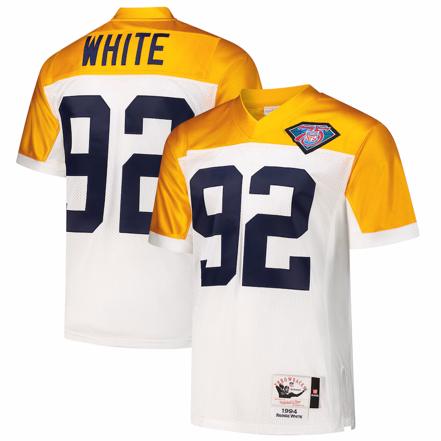 Men's Green Bay Packers 1994 Reggie White Mitchell & Ness White Authentic Throwback Retired Player Jersey - Puhuasuan