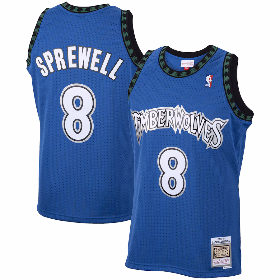 Men's Minnesota Timberwolves Latrell Sprewell Mitchell & Ness Blue 2001/02 Hardwood Classics Swingman Jersey - Puhuasuan