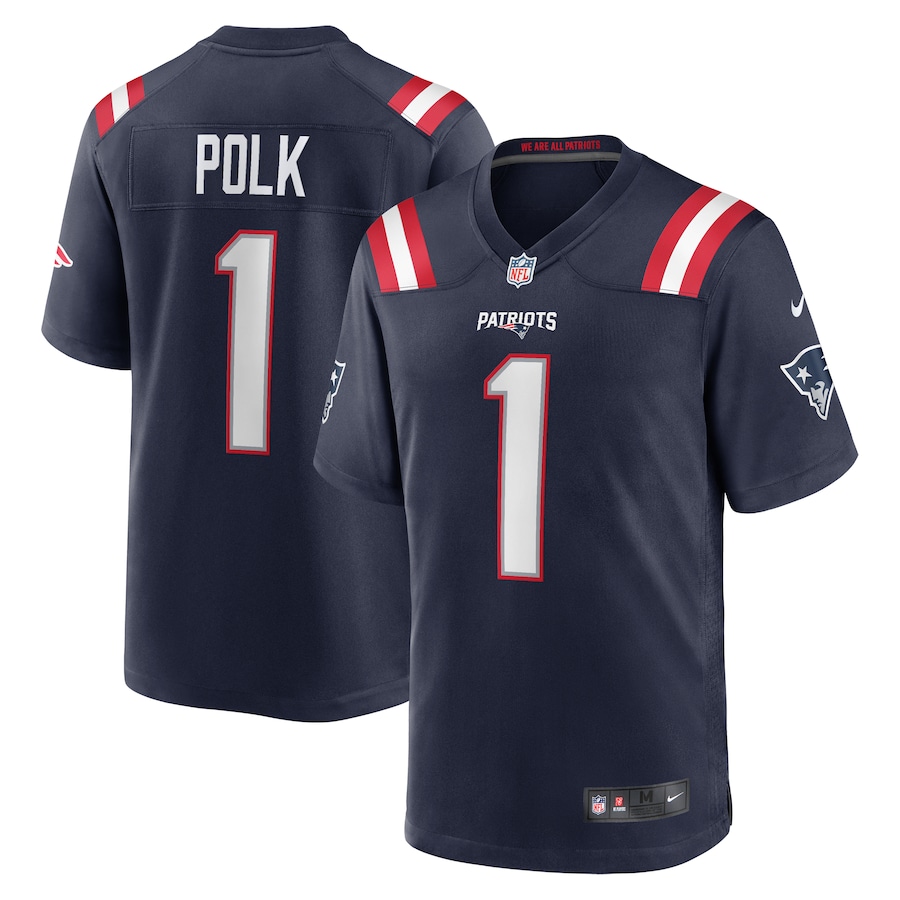 Men's New England Patriots Ja'Lynn Polk Nike  Navy Team Game Jersey - Puhuasuan