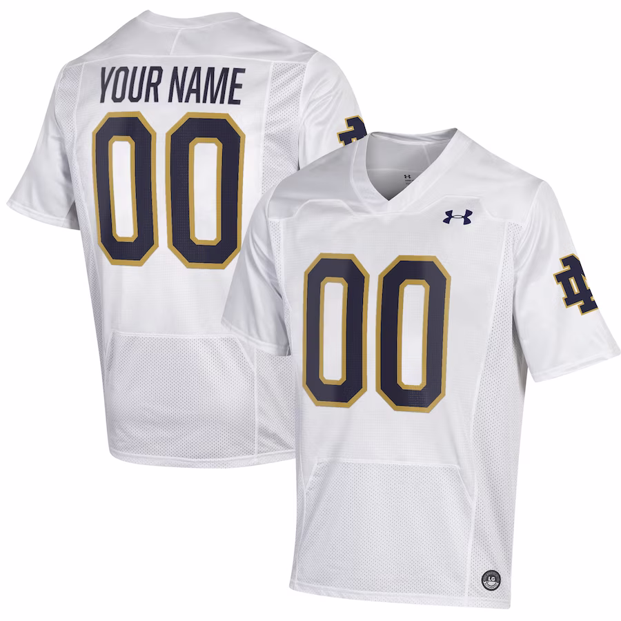 Notre Dame Fighting Irish Under Armour Replica Custom Jersey - White - Puhuasuan