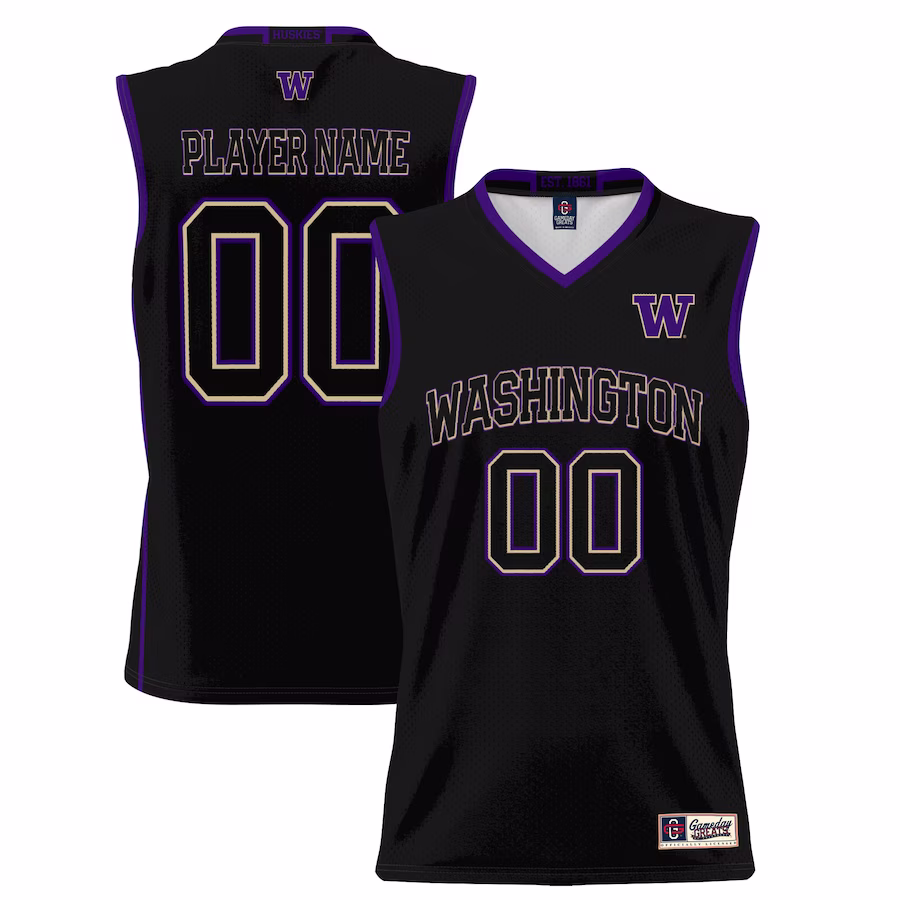 Washington Huskies GameDay Greats Youth NIL Pick-A-Player Lightweight Basketball Jersey - Black - Puhuasuan