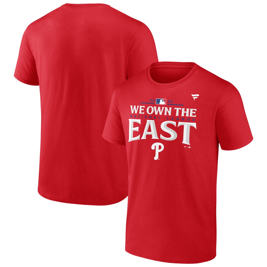 Men's Philadelphia Phillies Fanatics Red 2024 NL East Division Champions Locker Room T-Shirt - Puhuasuan