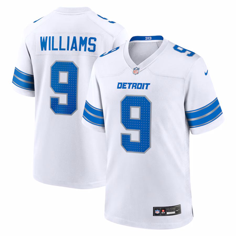 Men's Detroit Lions Jameson Williams Nike White White Game Jersey - Puhuasuan