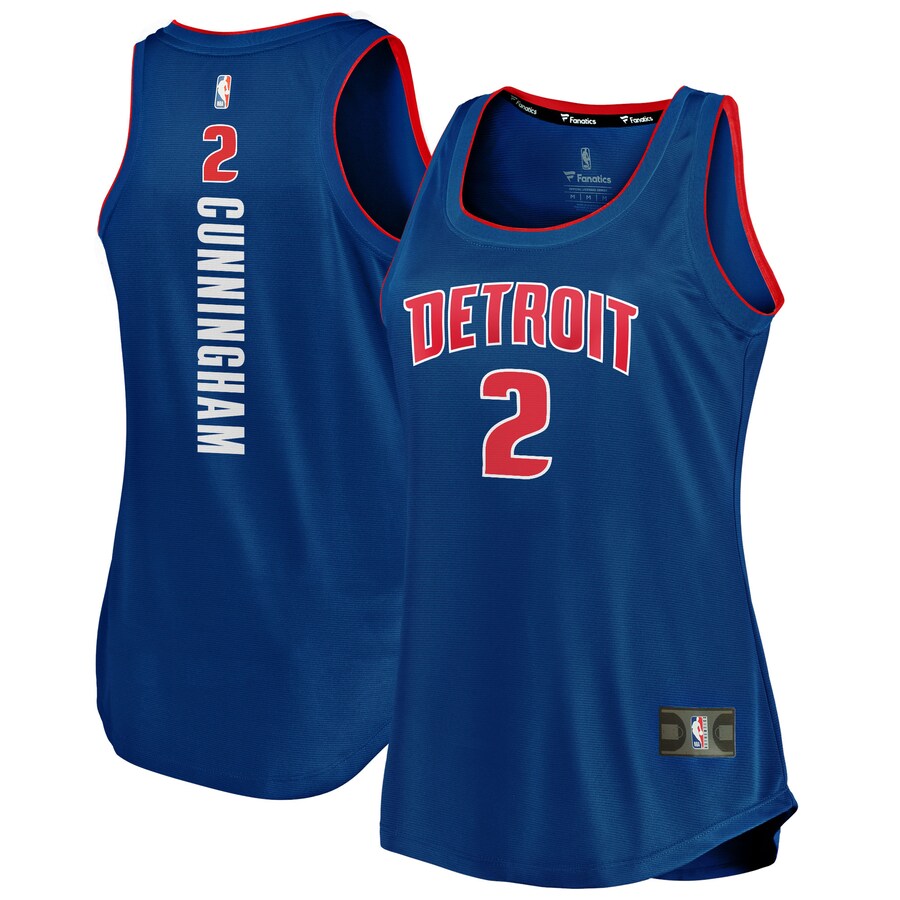 Women's Detroit Pistons Cade Cunningham Fanatics Blue Fast Break Tank Jersey - Icon Edition - Puhuasuan