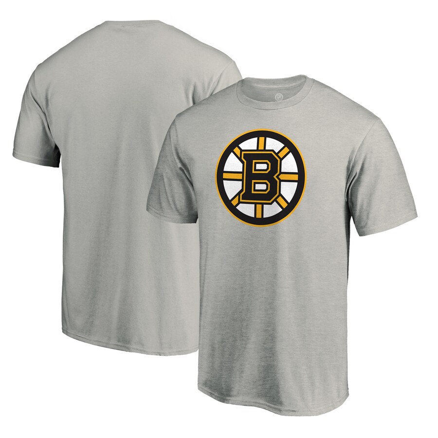 Men's Boston Bruins Heather Gray Primary Logo T-Shirt - Puhuasuan