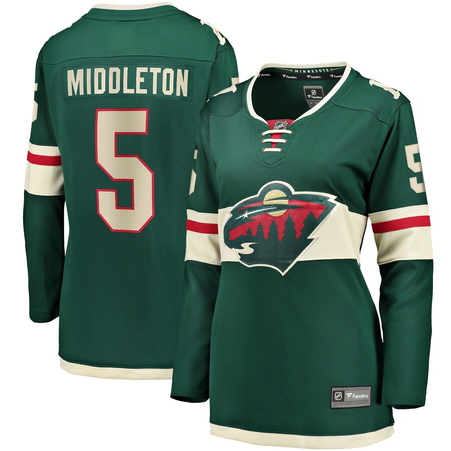 Women's Minnesota Wild Jake Middleton Fanatics Branded Green Home Breakaway Player Jersey - Puhuasuan