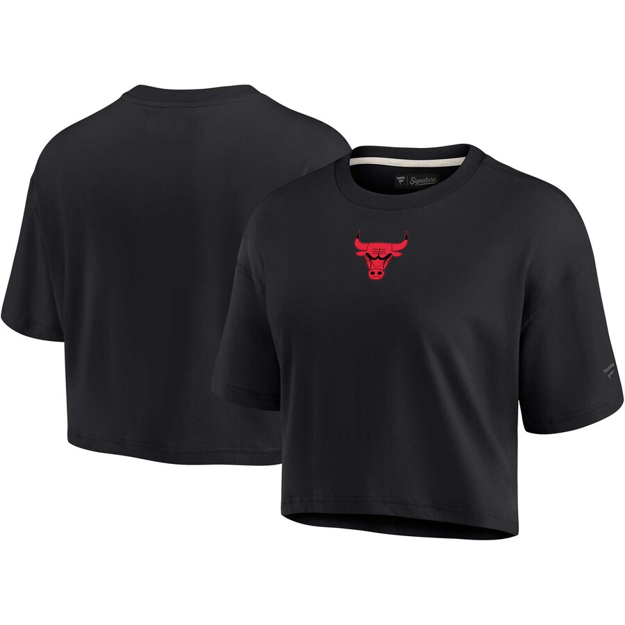 Women's Chicago Bulls Fanatics Black Elements Super Soft Boxy Cropped T-Shirt - Puhuasuan