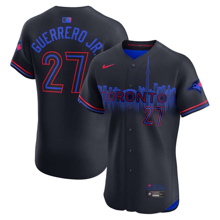Men's Toronto Blue Jays Vladimir Guerrero Jr. Nike Navy 2024 City Connect Elite Player Jersey - Puhuasuan
