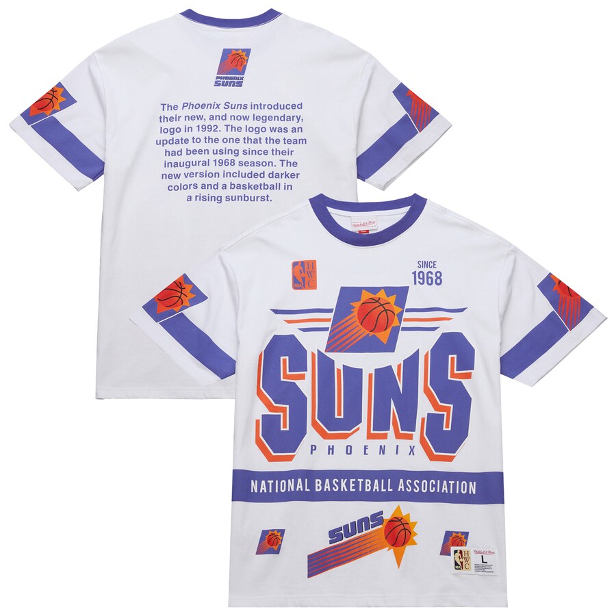Unisex Phoenix Suns  Mitchell & Ness White Hardwood Classics Vintage Team Origins Premium T-Shirt - Puhuasuan