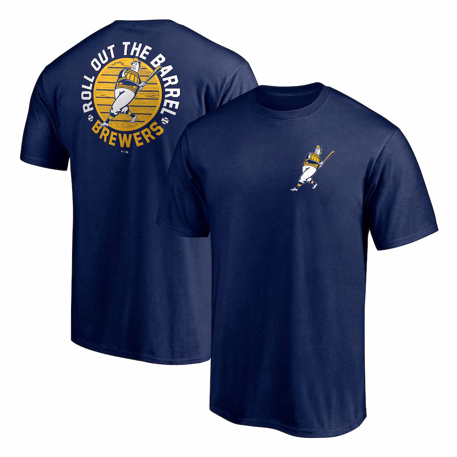Men's Milwaukee Brewers Navy Roll Out the Barrel T-Shirt - Puhuasuan