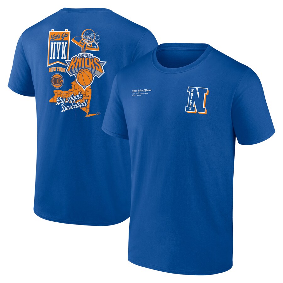 Men's New York Knicks Blue Split Zone T-Shirt - Puhuasuan