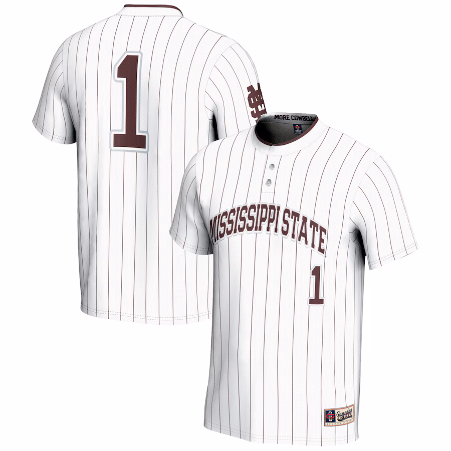 Unisex GameDay Greats #1 White Mississippi State Bulldogs Lightweight Softball Jersey - Puhuasuan