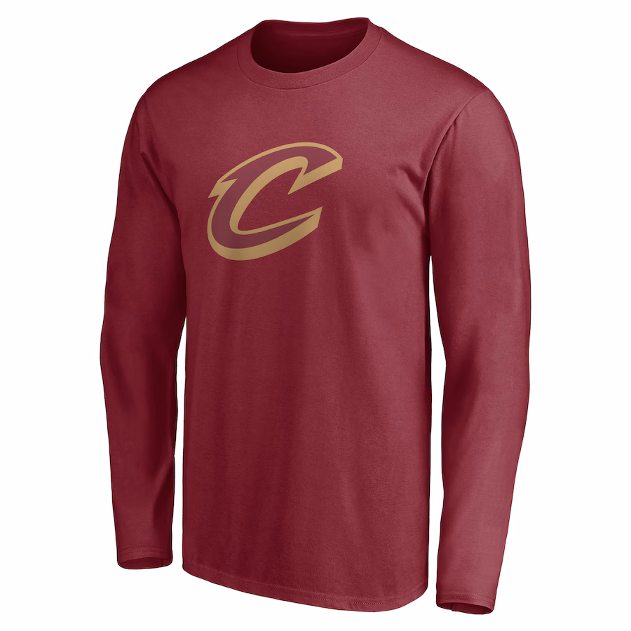 Men's Cleveland Cavaliers Wine Primary Logo Team Long Sleeve T-Shirt - Puhuasuan