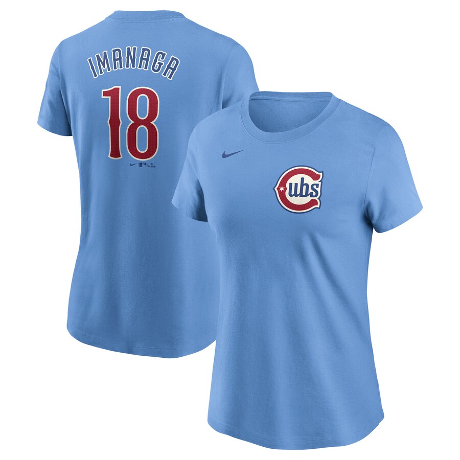 Women's Chicago Cubs Sh��ta Imanaga Nike Baby Blue Fuse Name & Number T-Shirt - Puhuasuan