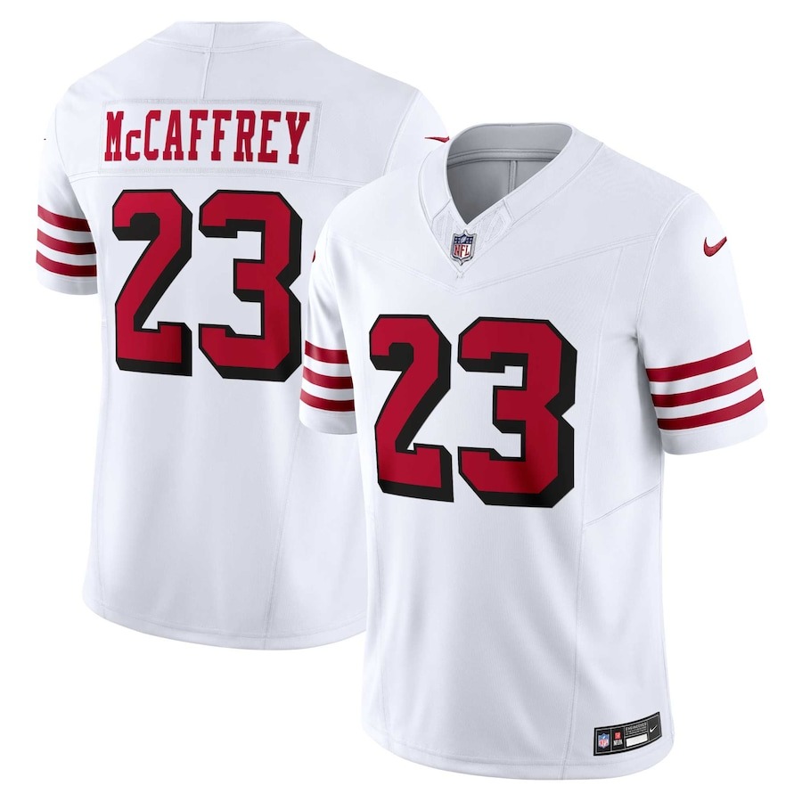 Men's San Francisco 49ers Christian McCaffrey Nike White Vapor F.U.S.E. Limited 2nd Alternate Jersey - Puhuasuan