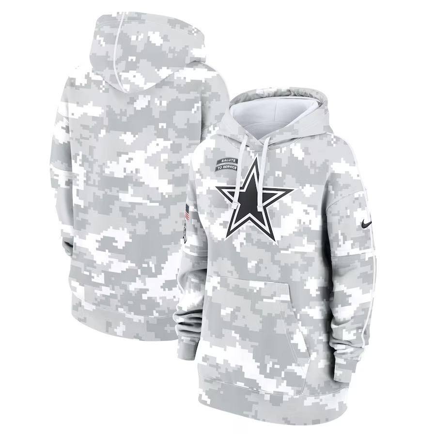 Women's Dallas Cowboys Nike Arctic Camo 2024 Salute To Service Club Fleece Pullover Hoodie - Puhuasuan