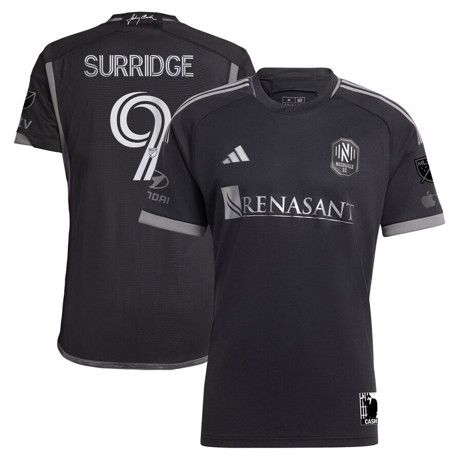 Men's Nashville SC Sam Surridge adidas Black 2023 Man In Black Kit Authentic Player Jersey - Puhuasuan