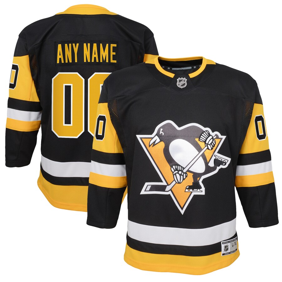 Youth Pittsburgh Penguins Black Home Premier Custom Jersey - Puhuasuan