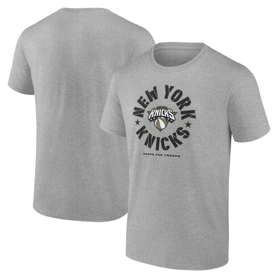 Men's New York Knicks Heather Gray Hoops for Troops T-Shirt - Puhuasuan