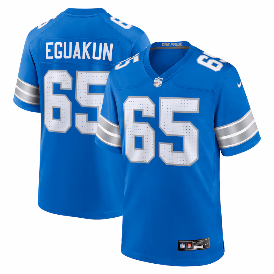 Men's Detroit Lions Kingsley Eguakun Nike  Blue Game Jersey - Puhuasuan