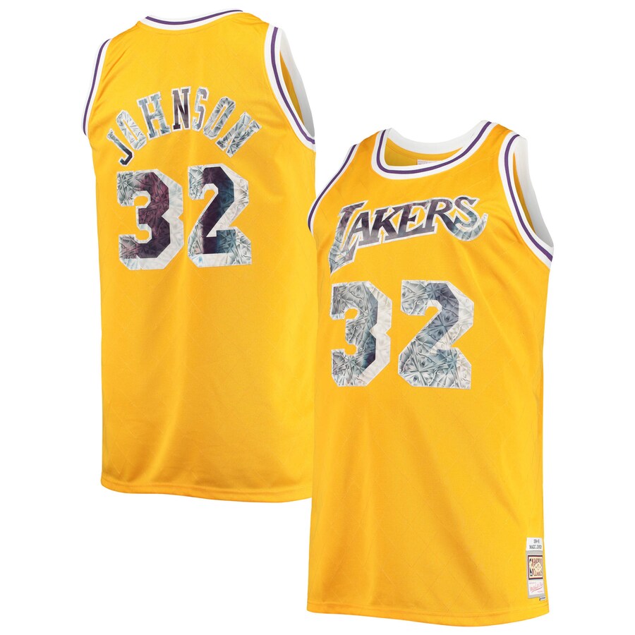 Men's Los Angeles Lakers Magic Johnson Mitchell & Ness Gold Big & Tall 1984/85 NBA 75th Anniversary Diamond Swingman Jersey - Puhuasuan