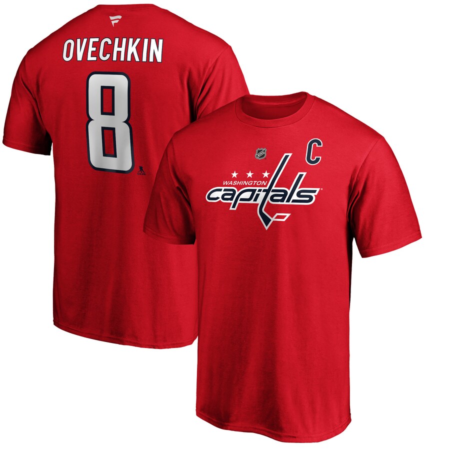 Men's Washington Capitals Alexander Ovechkin Fanatics Red Team Authentic Stack Name & Number T-Shirt - Puhuasuan