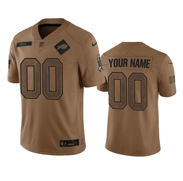 Men's Buffalo Bills Active Player Custom 2023 Brown Salute To Service Limited Football Stitched Jersey - Puhuasuan