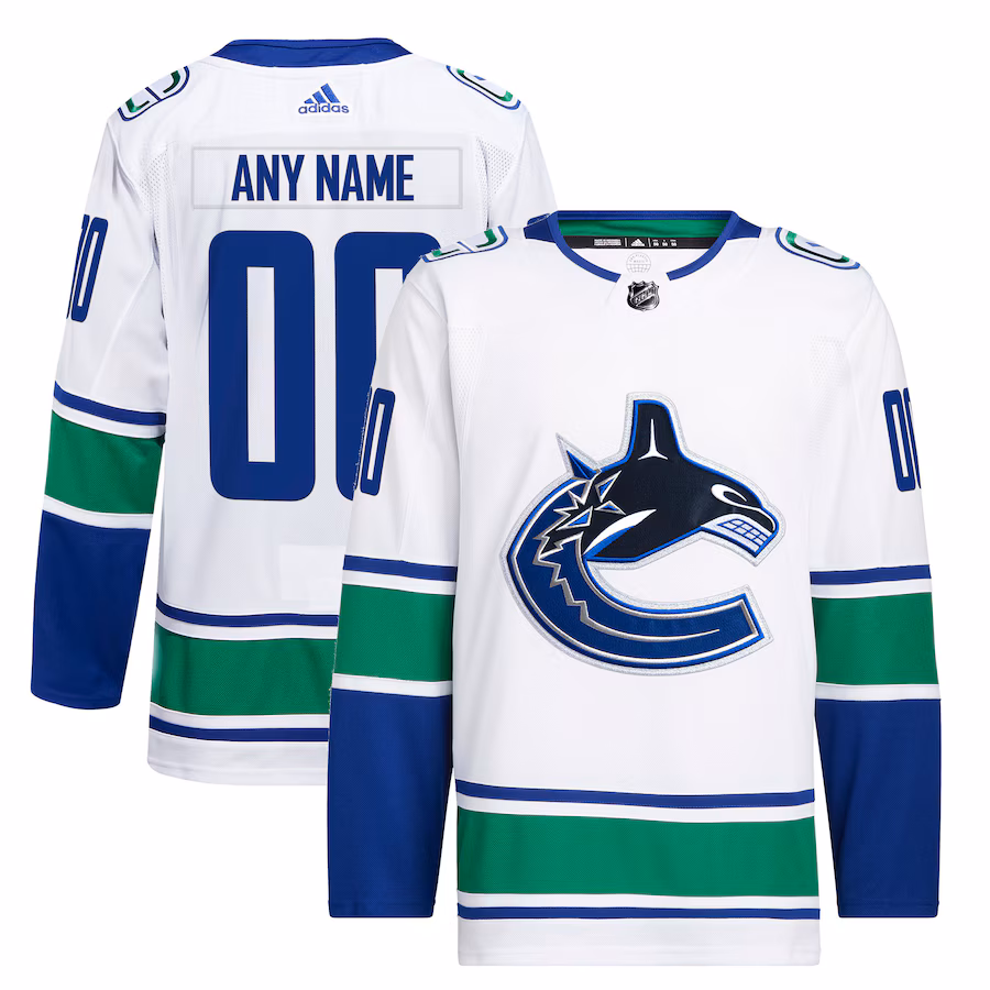 Men's Vancouver Canucks adidas White Away Primegreen Authentic Custom Jersey - Puhuasuan