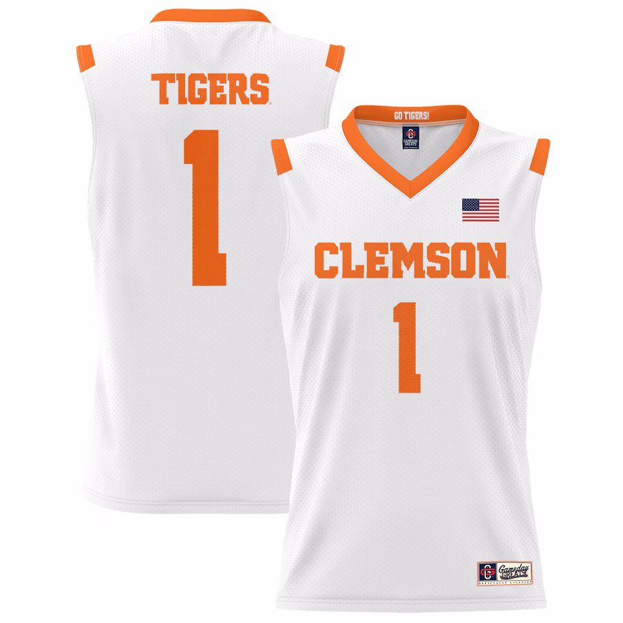Youth GameDay Greats #1 White Clemson Tigers Lightweight Basketball Jersey - Puhuasuan