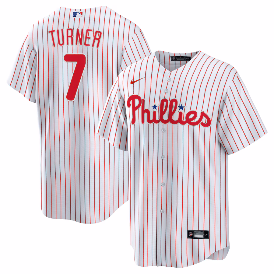 Men's Philadelphia Phillies Trea Turner Nike White Home Replica Player Jersey - Puhuasuan