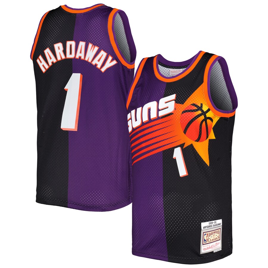 Men's Phoenix Suns Penny Hardaway Mitchell & Ness Purple/Black Hardwood Classics 1999/00 Split Swingman Jersey - Puhuasuan