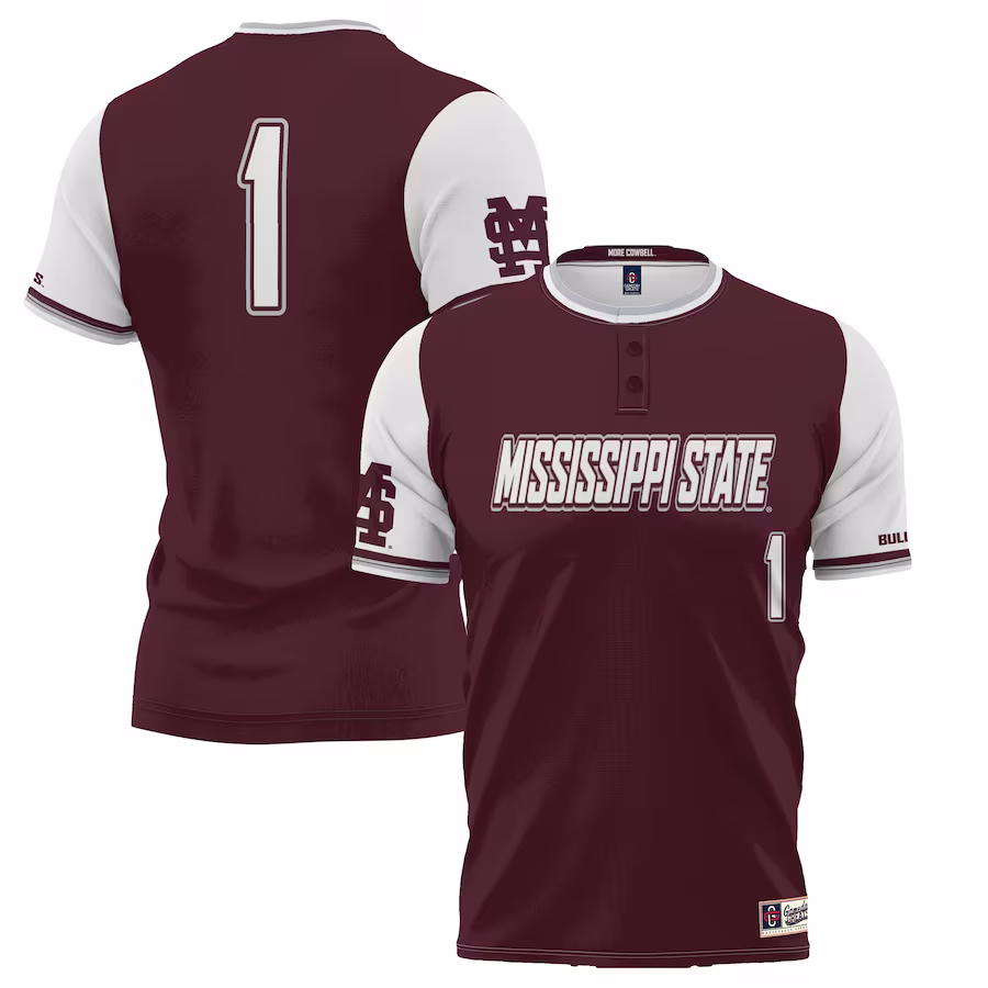 #1 Mississippi State Bulldogs GameDay Greats Youth Lightweight Softball Jersey - Maroon - Puhuasuan