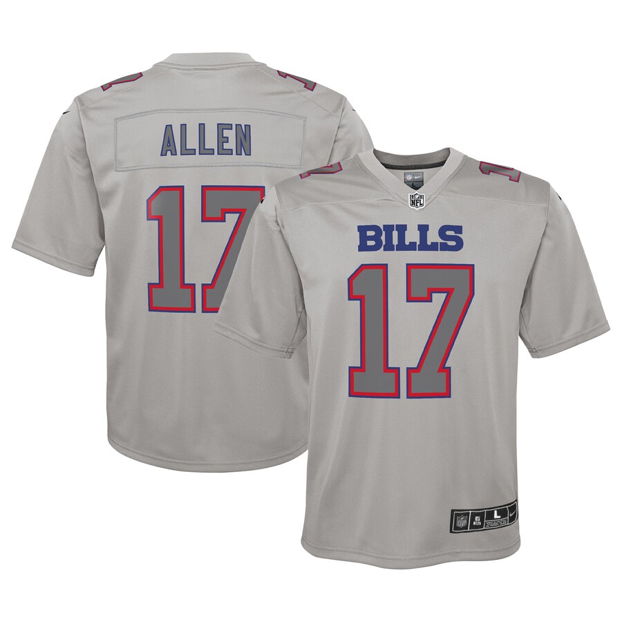 Youth Buffalo Bills Josh Allen Nike Gray Atmosphere Game Jersey - Puhuasuan