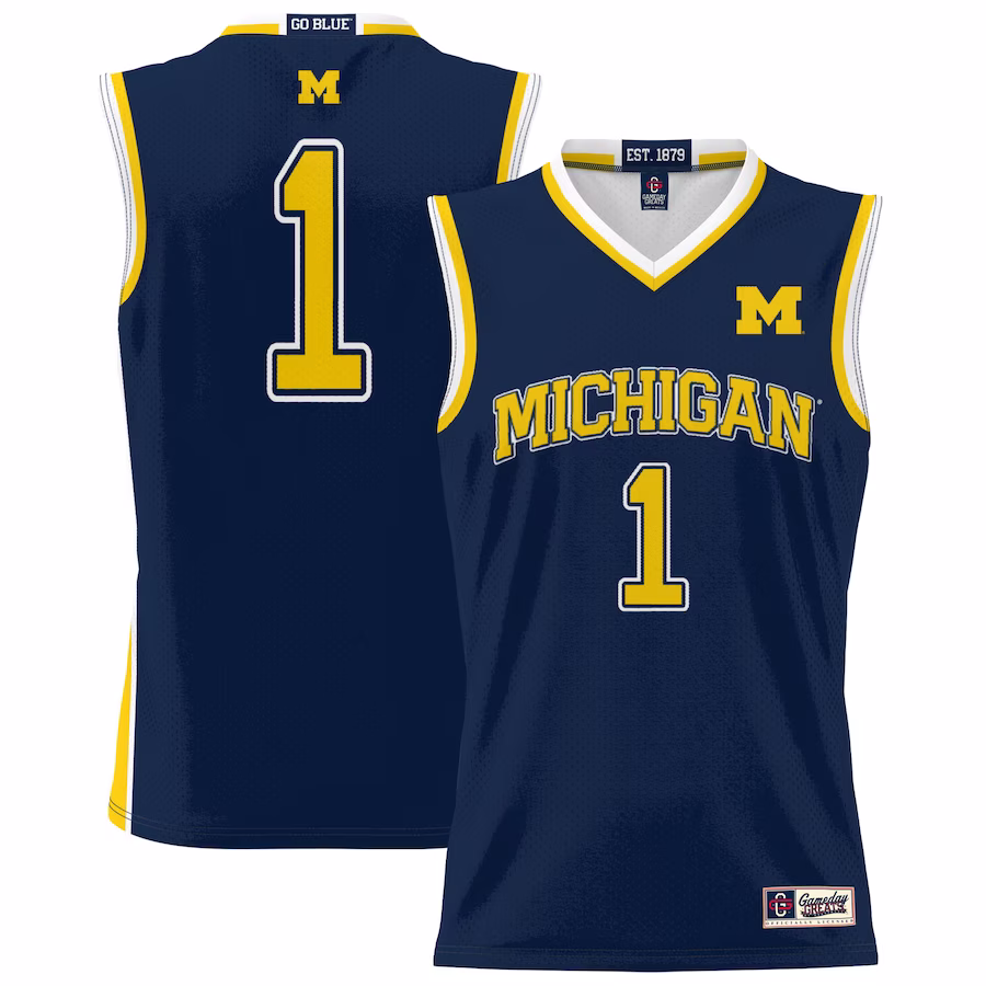 #1 Michigan Wolverines GameDay Greats Youth Lightweight Basketball Jersey - Navy - Puhuasuan