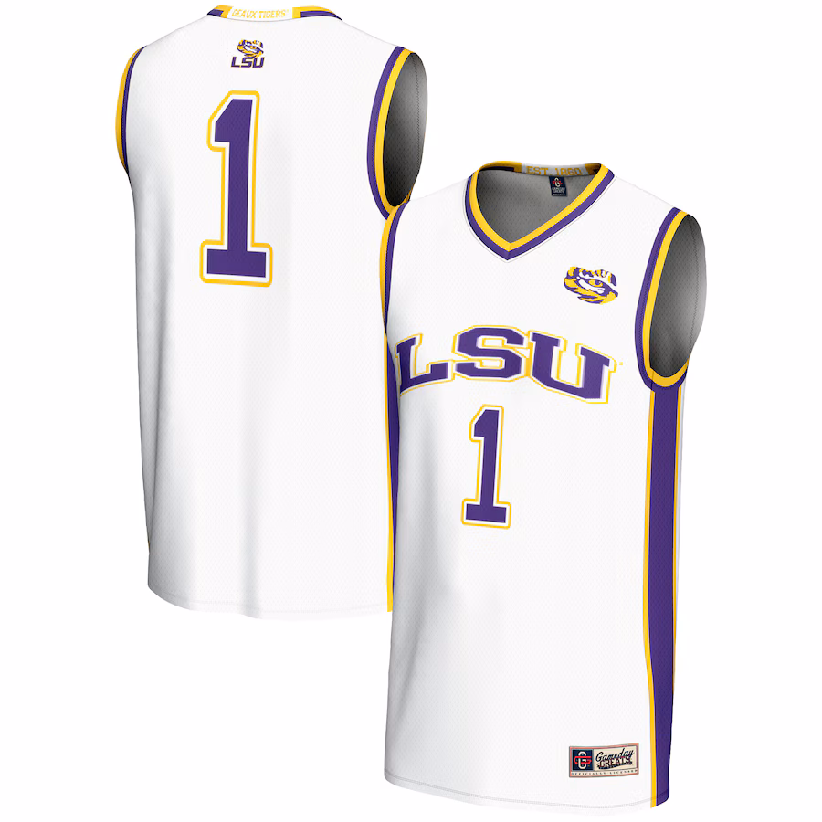 Youth GameDay Greats White #1 LSU Tigers Lightweight Basketball Jersey - Puhuasuan