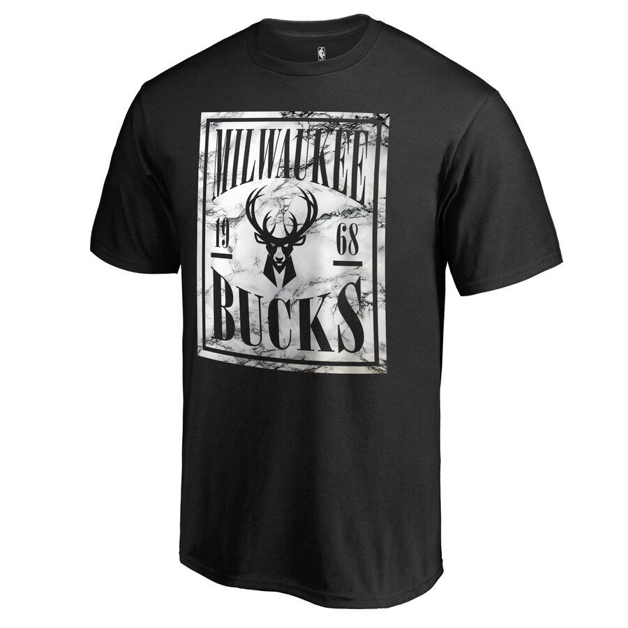 Men's Milwaukee Bucks Black Court Vision T-Shirt - Puhuasuan