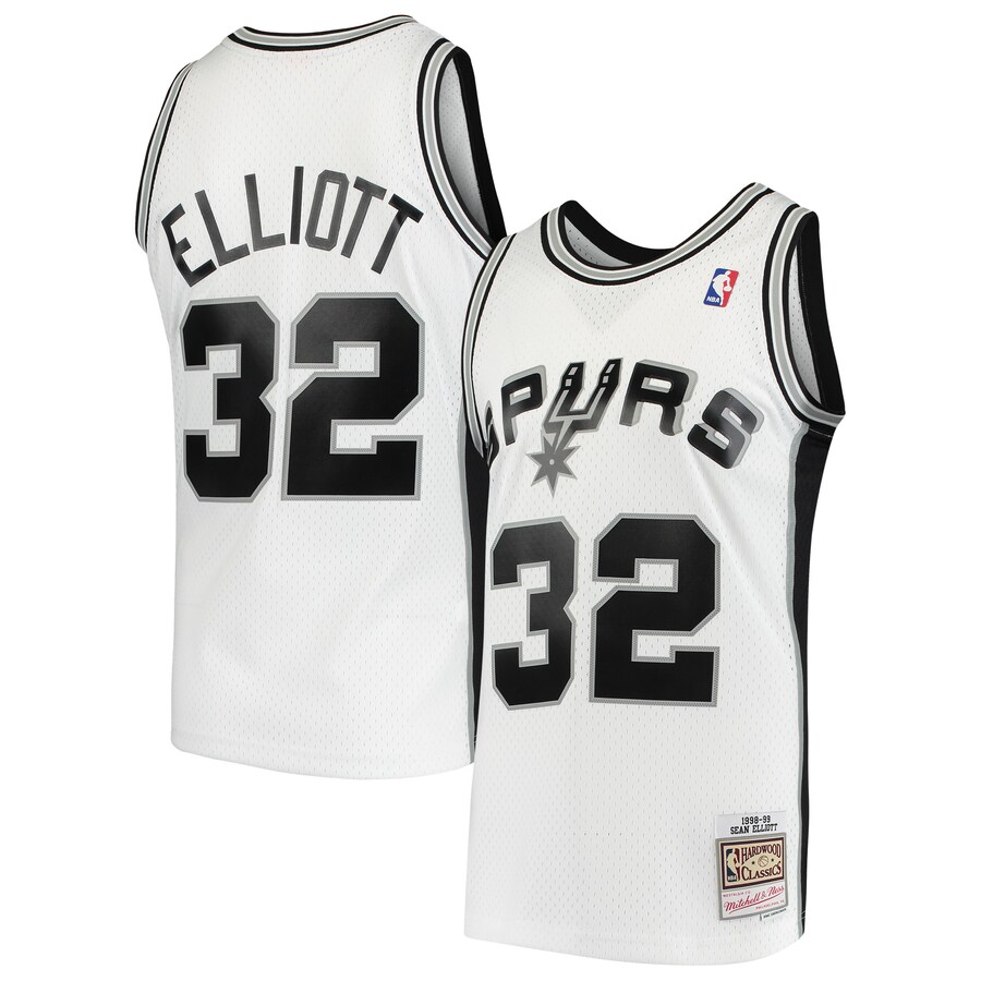 Men's San Antonio Spurs Sean Elliott Mitchell & Ness White 1998/99 Hardwood Classics Swingman Jersey - Puhuasuan