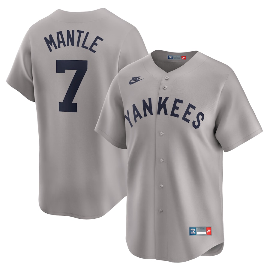 Men's New York Yankees Mickey Mantle Nike Gray Throwback Cooperstown Collection Limited Jersey - Puhuasuan