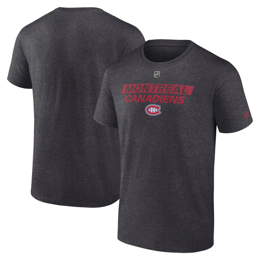 Men's Montreal Canadiens Fanatics Heather Charcoal Authentic Pro Core Primary T-Shirt - Puhuasuan