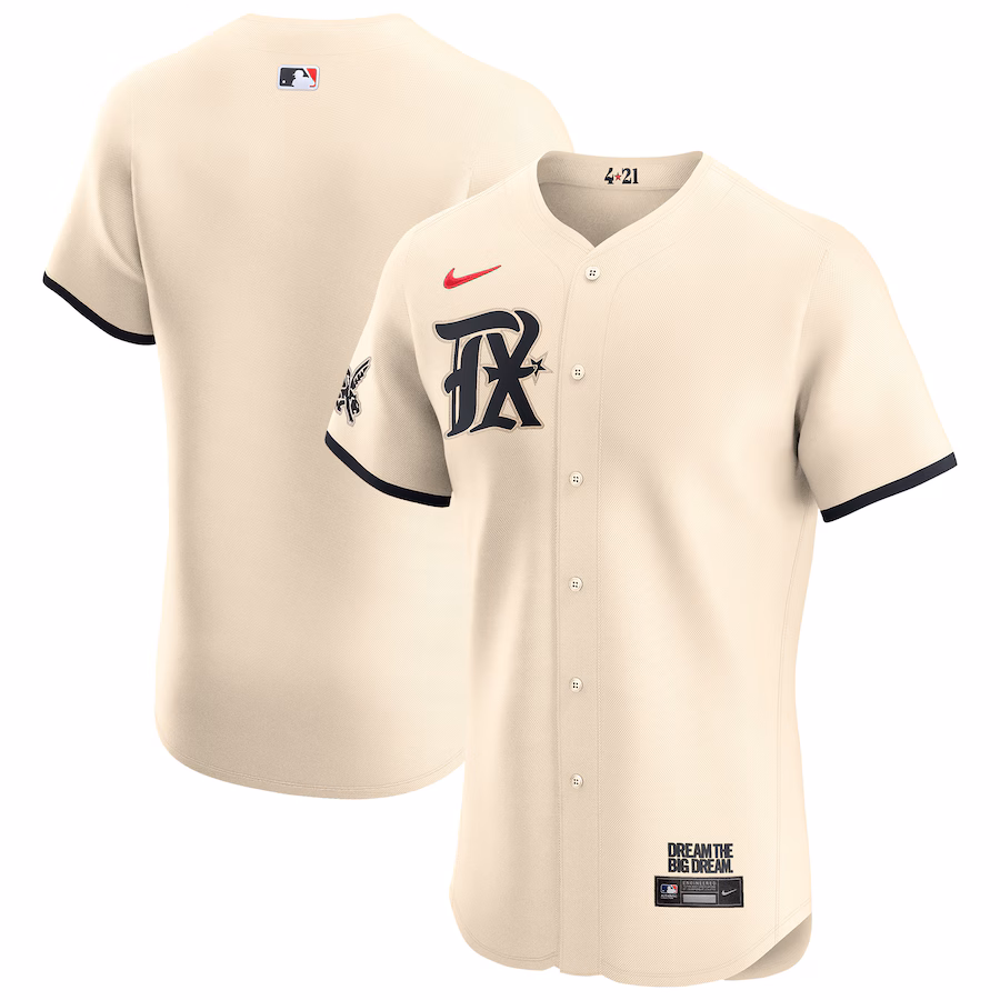 Men's Texas Rangers Nike Cream City Connect Elite Jersey - Puhuasuan