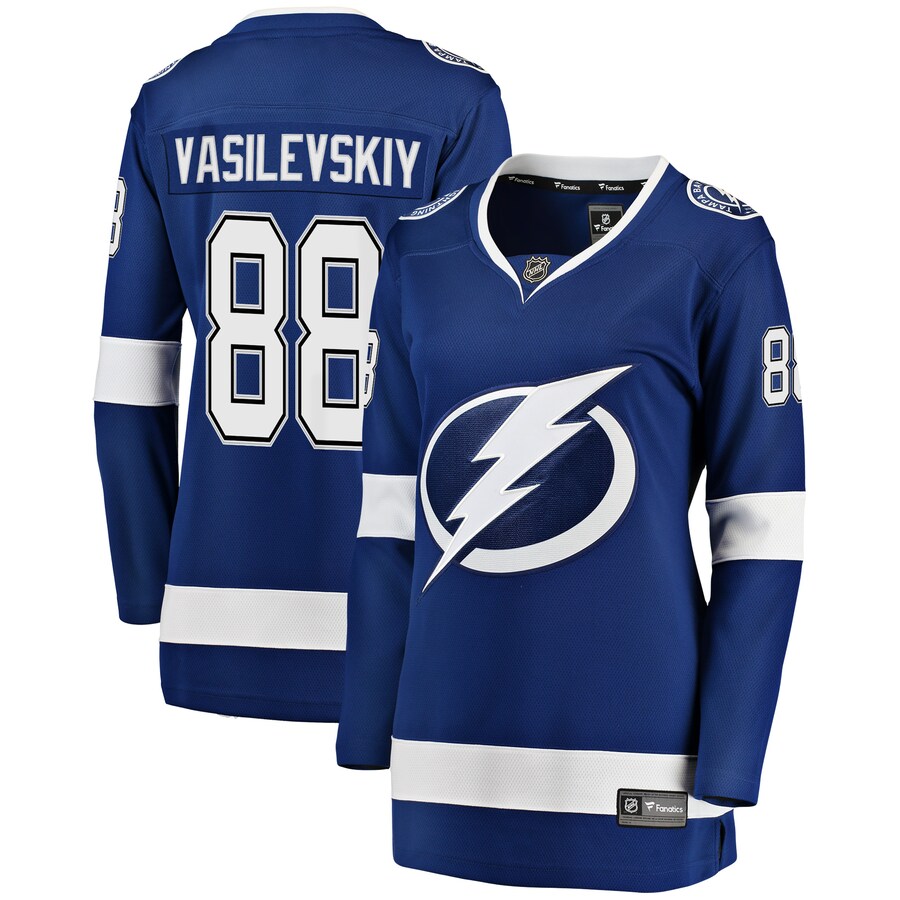 Women's Tampa Bay Lightning Andrei Vasilevskiy Fanatics Branded Blue Breakaway Player Jersey - Puhuasuan
