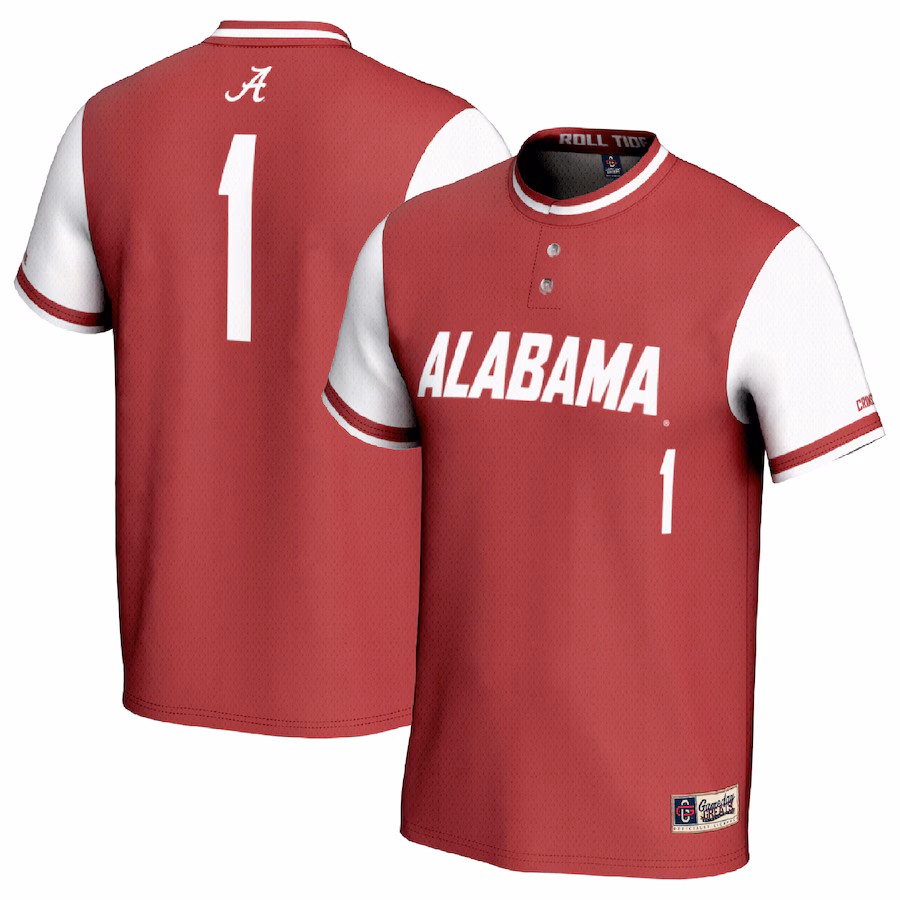 Youth GameDay Greats #1 Crimson/White Alabama Crimson Tide Lightweight Softball Fashion Jersey - Puhuasuan