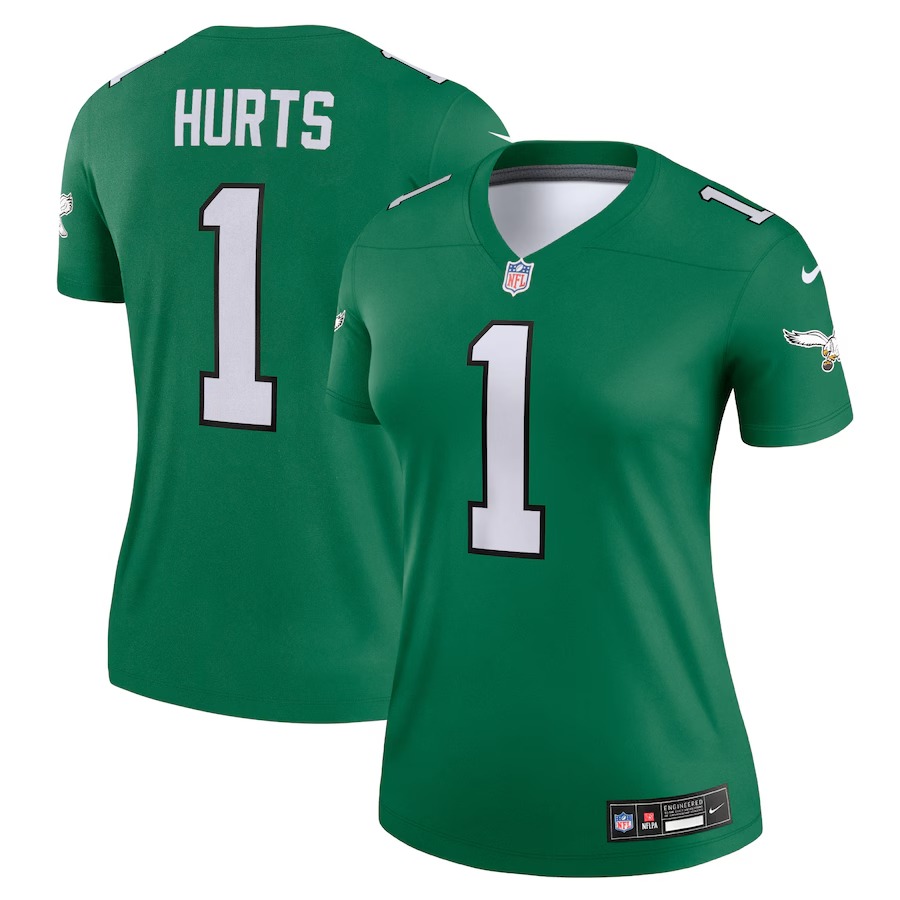 Women's Philadelphia Eagles Jalen Hurts Nike Kelly Green Alternate Legend Player Performance Top - Puhuasuan