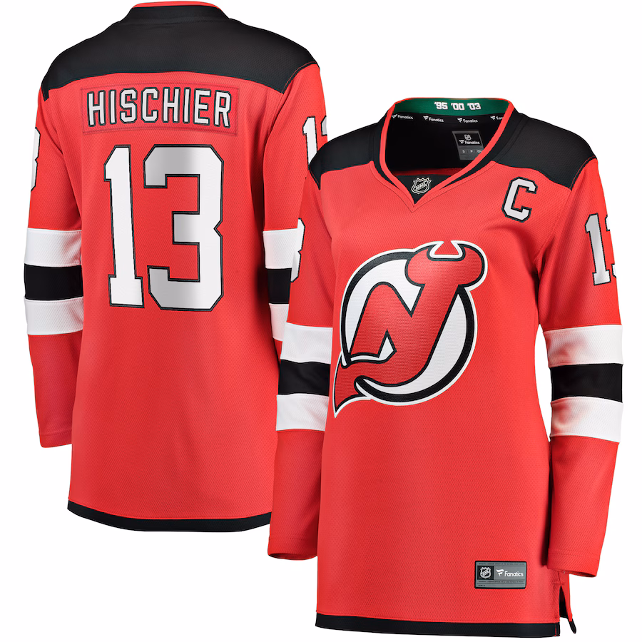 Women's New Jersey Devils Nico Hischier Fanatics Red Captain Patch Home Breakaway Jersey - Puhuasuan