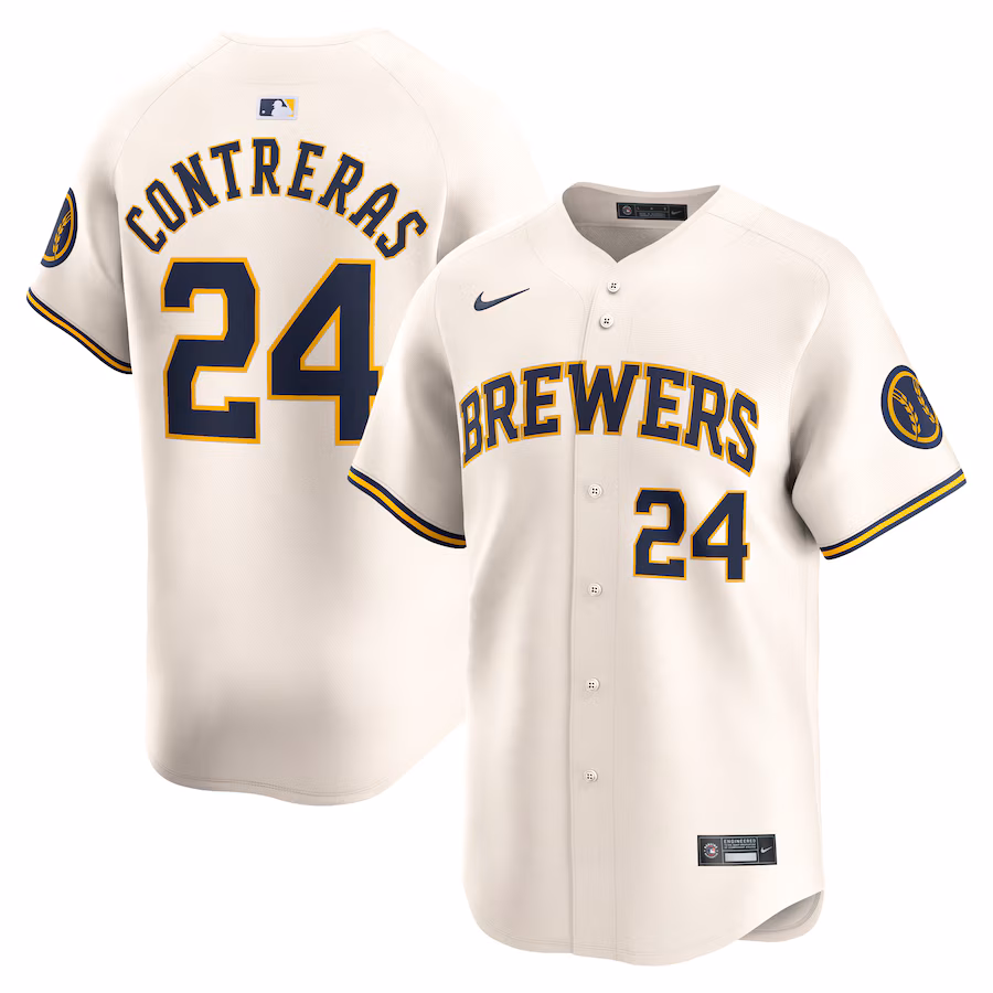 Men's Milwaukee Brewers William Contreras Nike Cream Home Limited Player Jersey - Puhuasuan